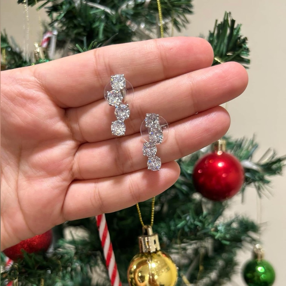 Elegant Silver Crystal Drop Earrings